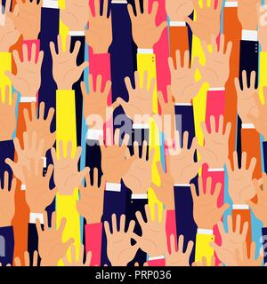 Raised up hands. Seamless background. Education Stock Vector