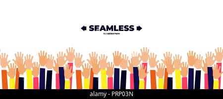 Raised up hands. Seamless background. Education Stock Vector