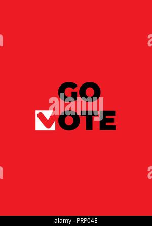 Go vote poster. Red Check marks icon Stock Vector