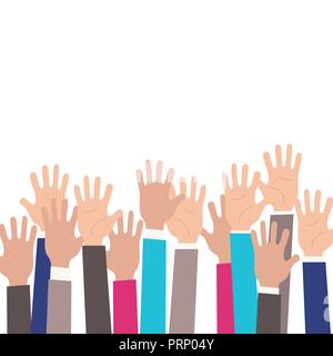 Isolated up hands. Teamwork, voting Stock Vector