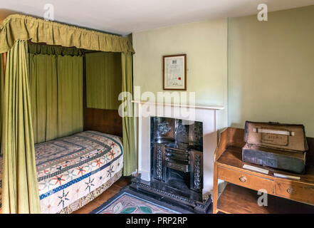 William Wordsworth's bedroom in Dove Cottage, where he lived with his sister, Dorothy Wordsworth, Grasmere, Lake District National Park, Cumbria, UK Stock Photo