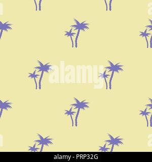 Tropical blue palm trees. Seamless vector pattern. Stock Vector