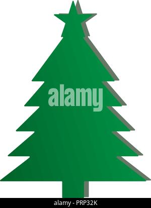 Green Christmas tree on the white background Stock Vector