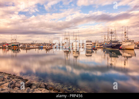 San Diego, California, USA. Boats moored at Tuna Harbor. Stock Photo