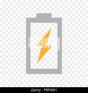 Vector power battery, energy, lightning bolt icon. Thunder, flash symbol and sign illustration on transparent background Stock Vector