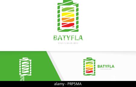 Vector battery logo combination. Energy symbol or icon. Unique accumulator logotype design template. Stock Vector