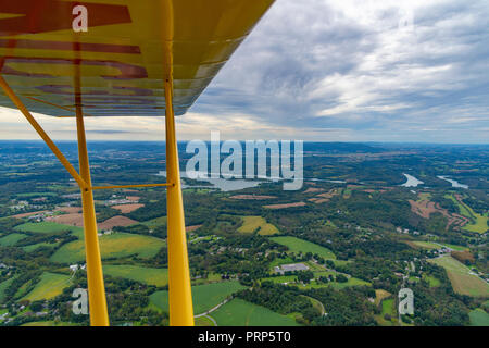 Aerial View from small plane cockpit, Pennsylvania, USA Stock Photo