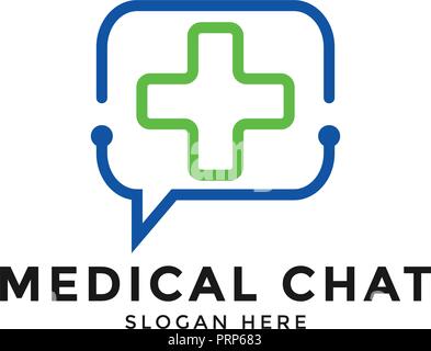 Illustration of medical chat app logo icon design template vector Stock Vector