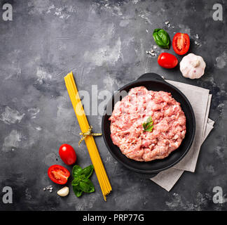 Ingredients for cooking pasta Bolognese Stock Photo