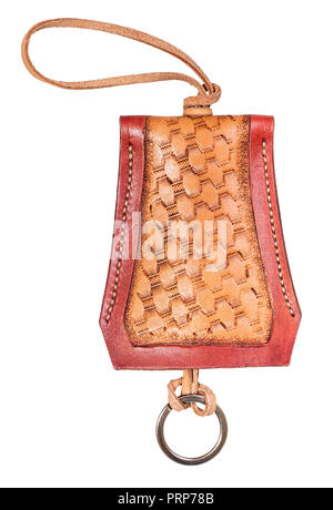 handmade embossed leather Key Holder cut out on white background Stock Photo
