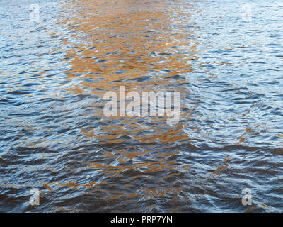view of ripples on water surface of Moskva river in autumn evening Stock Photo