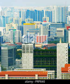 Density crowded city architecture of living districts of Singapore Stock Photo