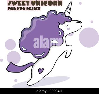 Jumping Unicorn watercolor character . White Horse isolated on white background. Painting. Illustration. Template. Clip-Art. indigo color Stock Vector