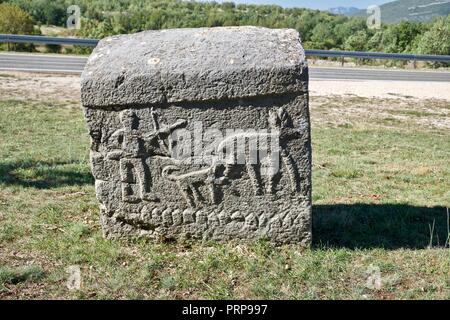 Stećci - ancient megaliths at Kamenjak necropolis near Lovreć, Dalmatia Stock Photo