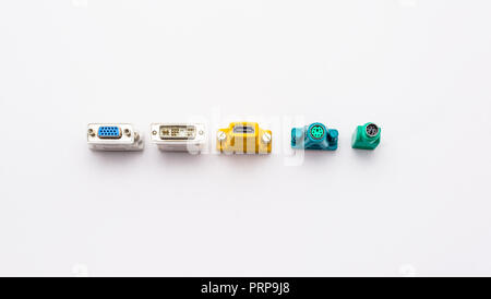 Video adapter for the computer and adapter for the mouse and keyboard. Isolated on a white background with a clipping path. Stock Photo