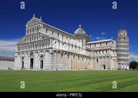 Piazza del Duomo in Pisa, basilica and leaning tower, Italy