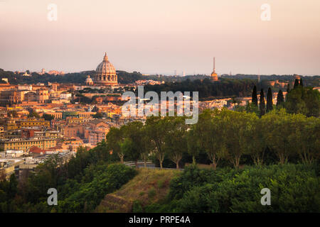 Lanscape of Rome From Monte Mario, Visible the Vatica and St. Peter's Basilica Stock Photo