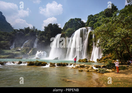 Image of Ban Gioc waterfall flows down in Cao Bang province, Vietnam Stock Photo