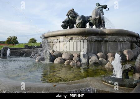 The Gefion Fountain located in area next to Kastellet, finished in 1908, depicting legendary Norse goddess driving four oxen in  Copenhagen, Denmark. Stock Photo