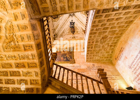 Salamanca, Spain - September 10, 2017: Honor staircase or staircase Noble of Salamanca University, the oldest university in Spain and one of the oldes Stock Photo