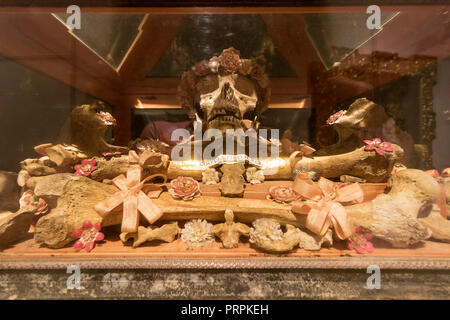Alba de Tomes, Salamanca, Spain - October 7, 2017: Relics in an urn in the convent of carmelitas descalzas Stock Photo