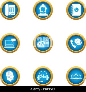 Telephone book icons set, flat style Stock Vector