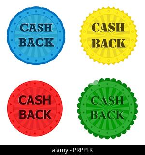 set of colored stickers with the inscription cash back Stock Vector