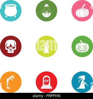 RIP icons set, flat style Stock Vector