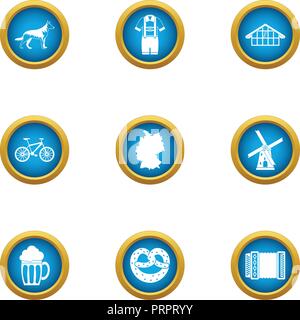 Taproom icons set, flat style Stock Vector