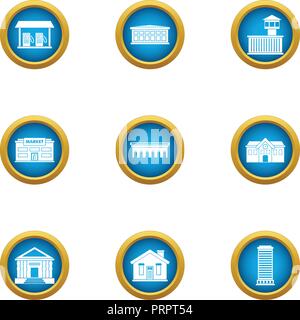 Town planning icons set, flat style Stock Vector