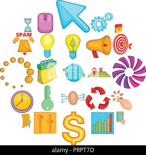 Idea icons set, cartoon style Stock Vector