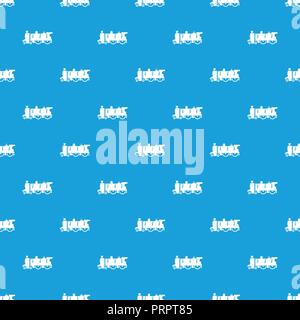 Old steam locomotive pattern vector seamless blue Stock Vector