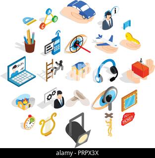Office icons set, isometric style Stock Vector