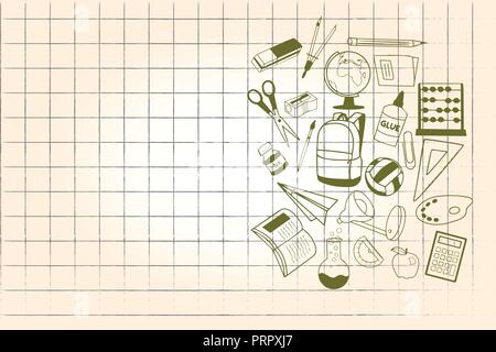 Flat design business Vector Illustration concept template copy space text for Ad website esp isolated 3d isometric. School Supplies icon Educational M Stock Vector