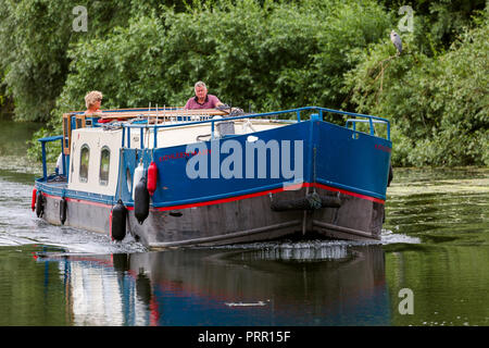 Boats and barges on the Lee valley navigation canal London UK Stock Photo