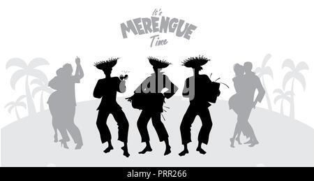 Three musicians playing Latin music and couples dancing Stock Vector