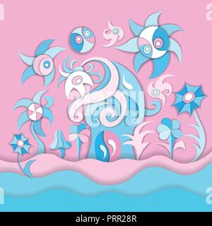 Cool cartoon fantasy sweet world vector background. Candyland landscape illustration. Stock Vector