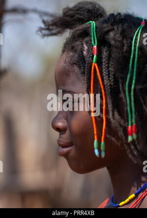 Portrait of a Mucuroca tribe woman, Cunene Province, Cahama, Angola Stock Photo