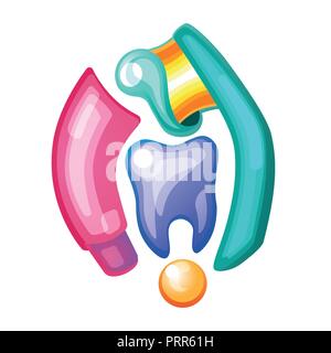 cute cartoon tooth with toothbrush and toothpaste Stock Vector
