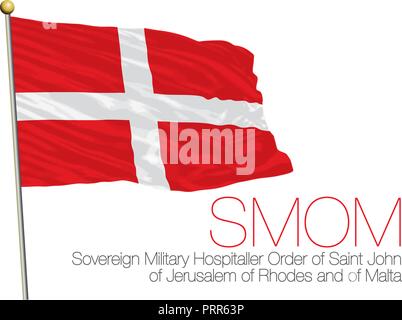 SMOM, Sovereign Military Order of Malta official flag, vector illustration Stock Vector