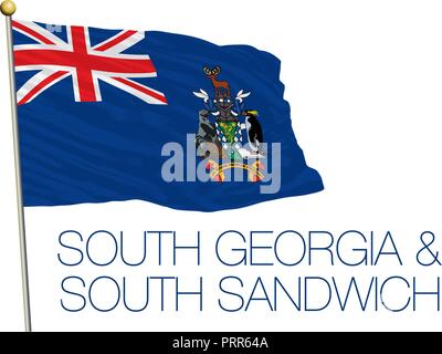 South Georgia and Sandwich Islands official flag, UK, vector illustration Stock Vector