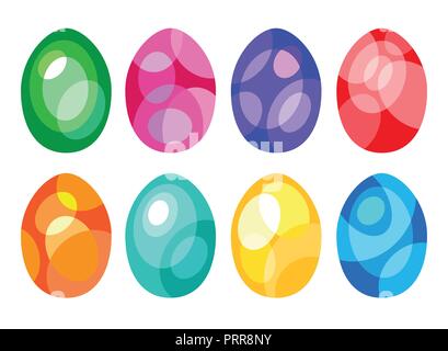 Colored easter eggs or color ostern egg icons with decoration patterns vector illustration. Stock Vector