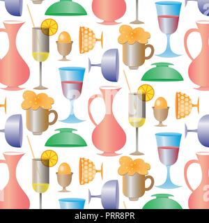 Tropical cocktails, juice, wine and champagne glass set. Vector hand drawn doodle illustration. Various isolated cocktail glass . Stock Vector