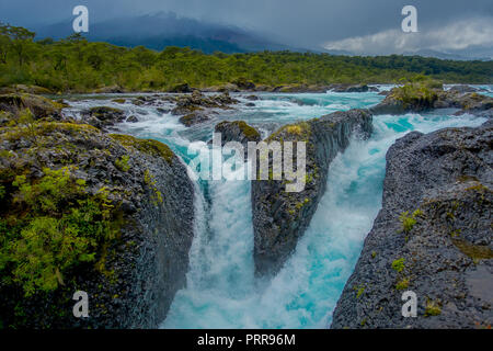 Beautiful waterfalls in Saltos de Petrohue, Chile Stock Photo