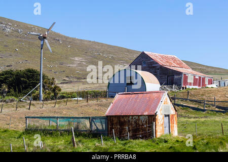 The McGill farm, locally called a camp, on Carcass Island, Falklands Stock Photo