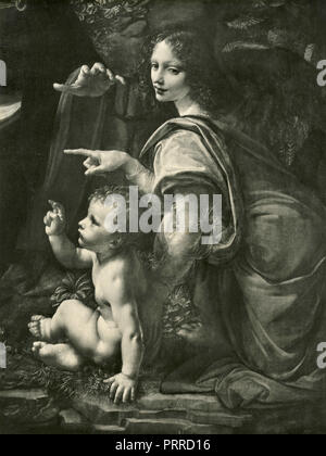 The Virgin of the rocks, painting by Leonardo da Vinci, 1920s Stock Photo