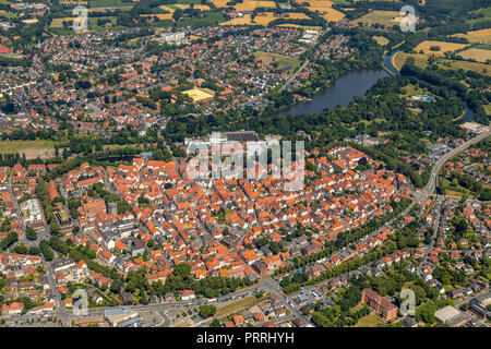 City view with Emssee and Ems, Warendorf, Münsterland, North Rhine-Westphalia, Germany Stock Photo