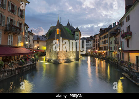 Medieval Jail in Annecy, the fortified Palais de l'Isle was built on a natural rocky island in the 12th century as a prison Stock Photo