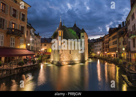 Medieval Jail in Annecy, the fortified Palais de l'Isle was built on a natural rocky island in the 12th century as a prison Stock Photo