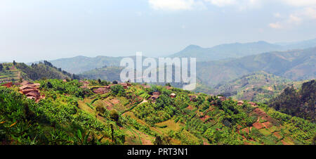 Rural landscapes in western Rwanda. Stock Photo